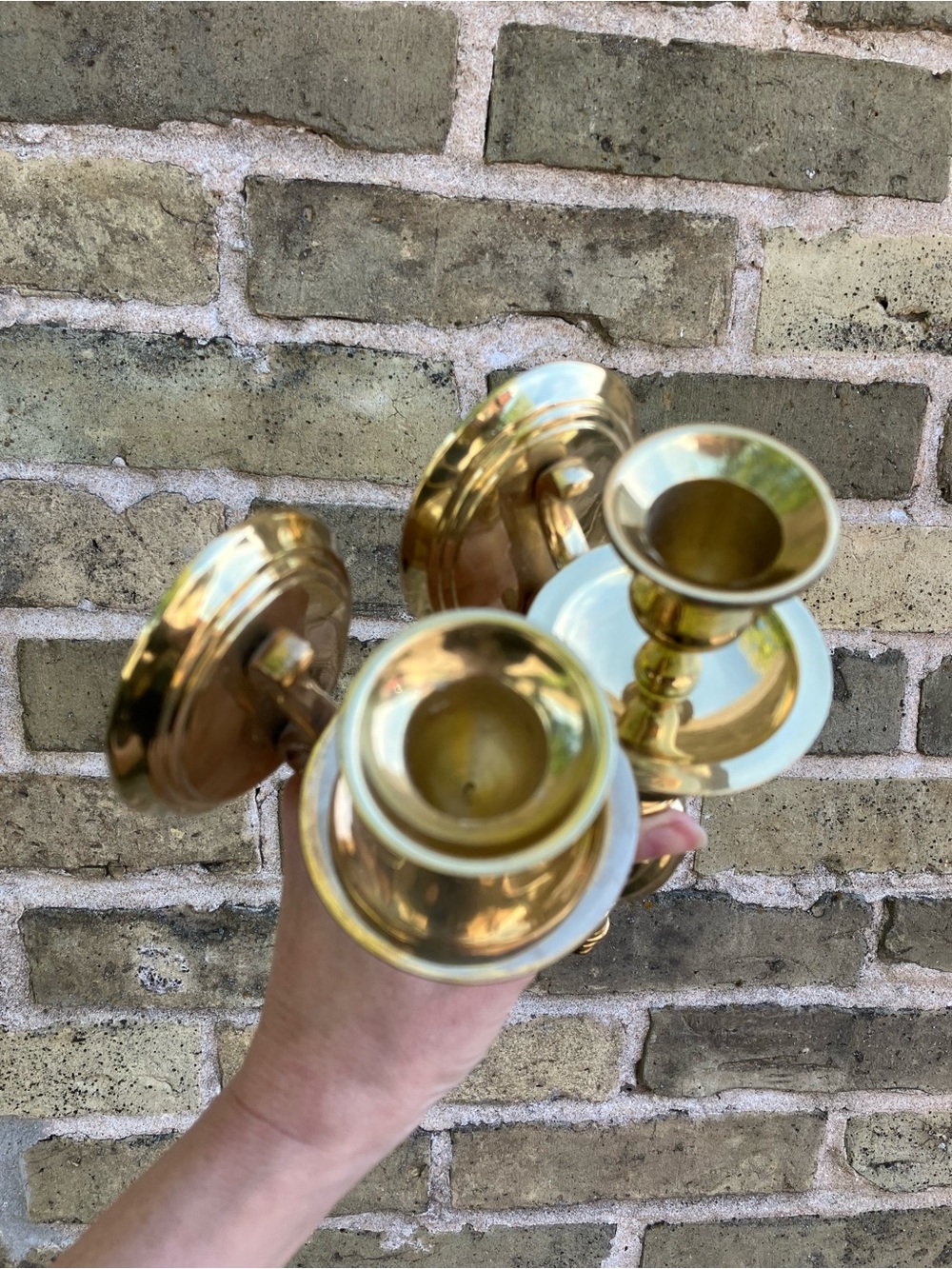 Whimsical Vintage Set of Solid Brass Candlestick Wall Sconces Cottage Decor - Picture 5 of 14